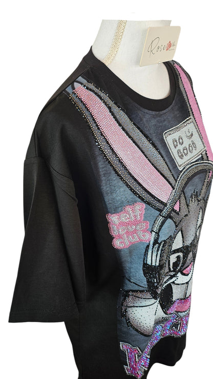 Tshirt schwarz "Bux Bunny", Grösse onesize 38 bis 44 von ROSE