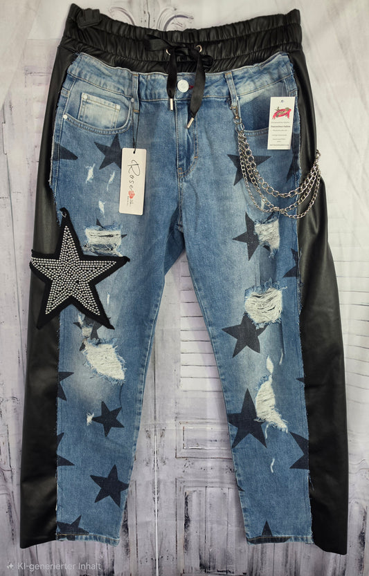 Jeanshose "Stars", Grösse onesize 38 - 44, von ROSE
