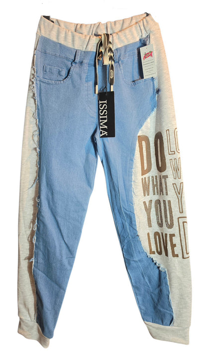Stretchhose "Love what", blau/grau, Grösse 36 -40 von ISSIMA