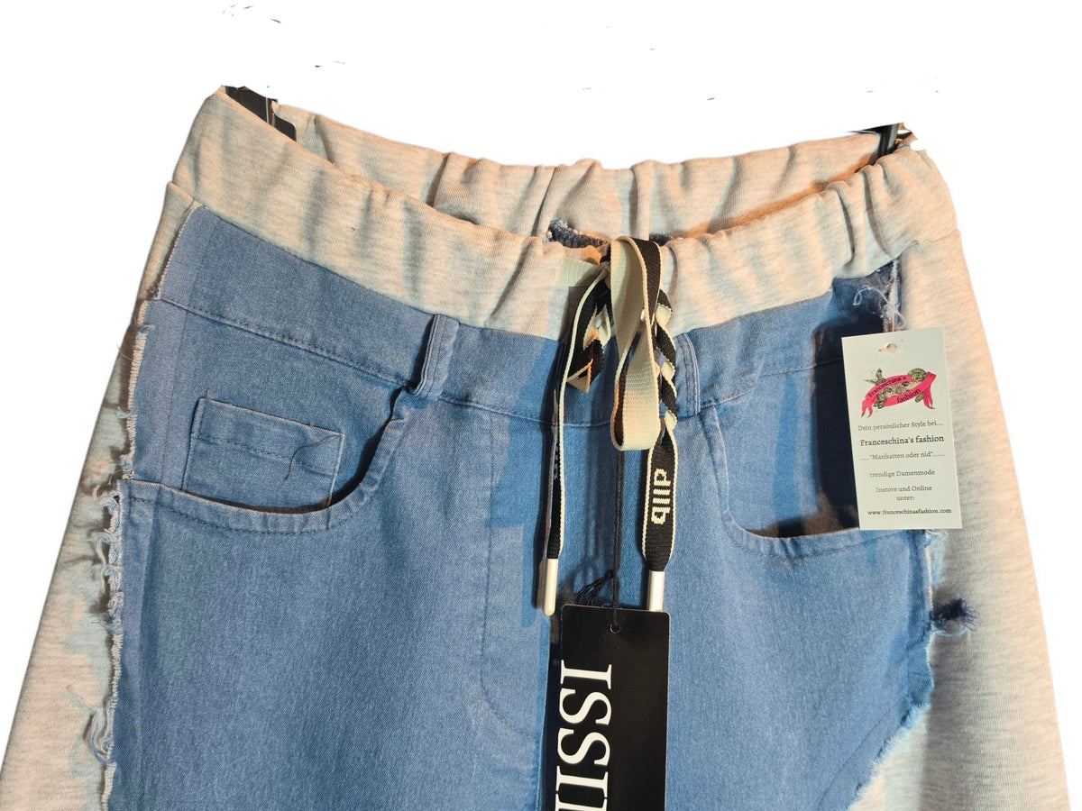 Stretchhose "Love what", blau/grau, Grösse 36 -40 von ISSIMA