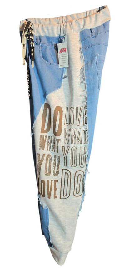 Stretchhose "Love what", blau/grau, Grösse 36 -40 von ISSIMA