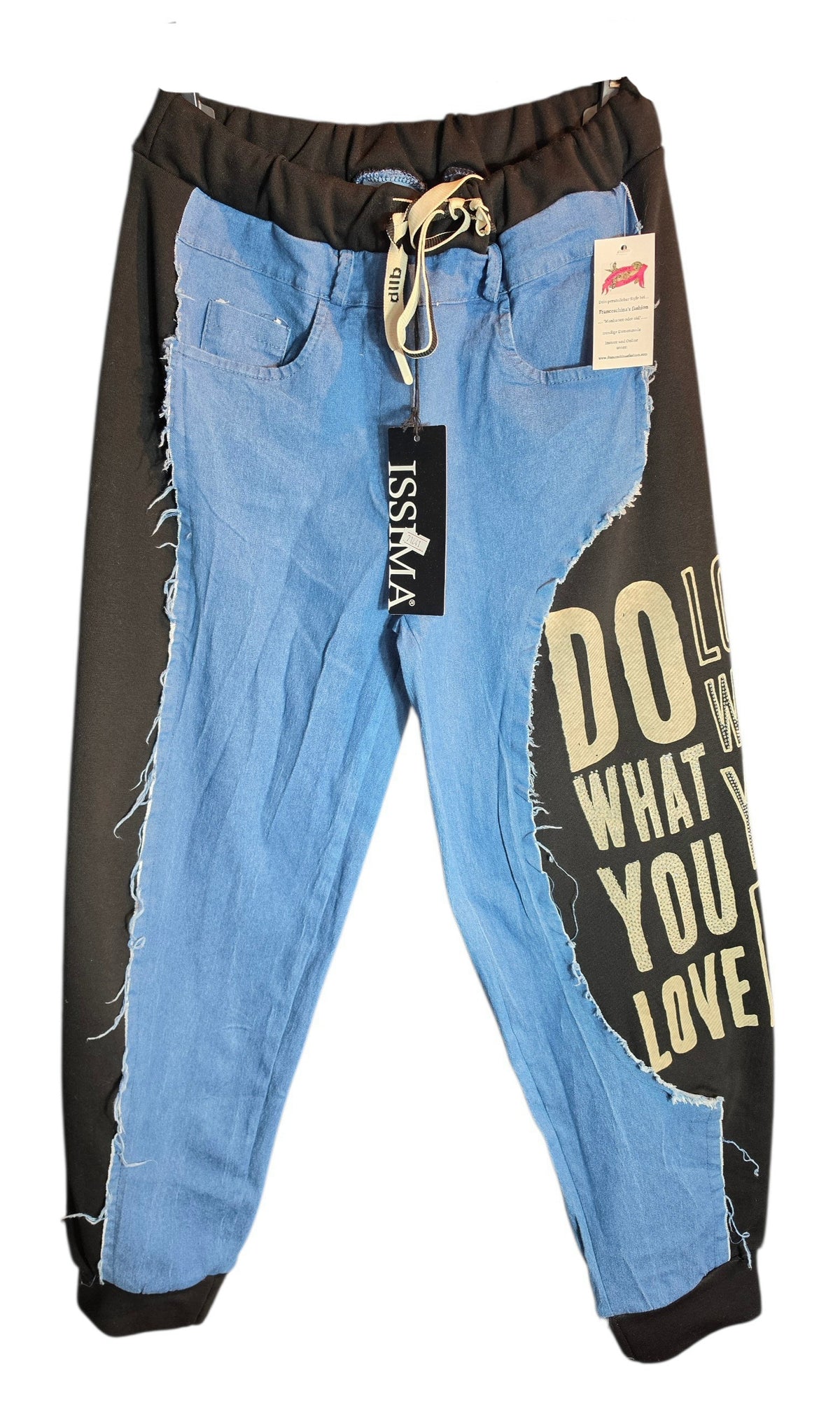 Stretchhose "Love what", blau/schwarz, Grösse 36 -40 von ISSIMA
