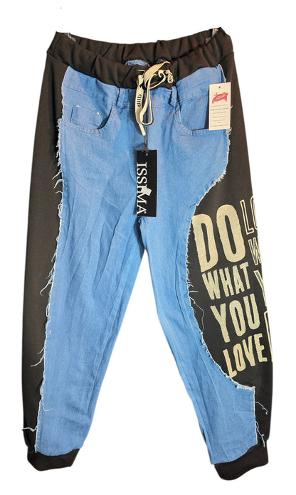 Stretchhose "Love what", blau/schwarz, Grösse 36 -40 von ISSIMA