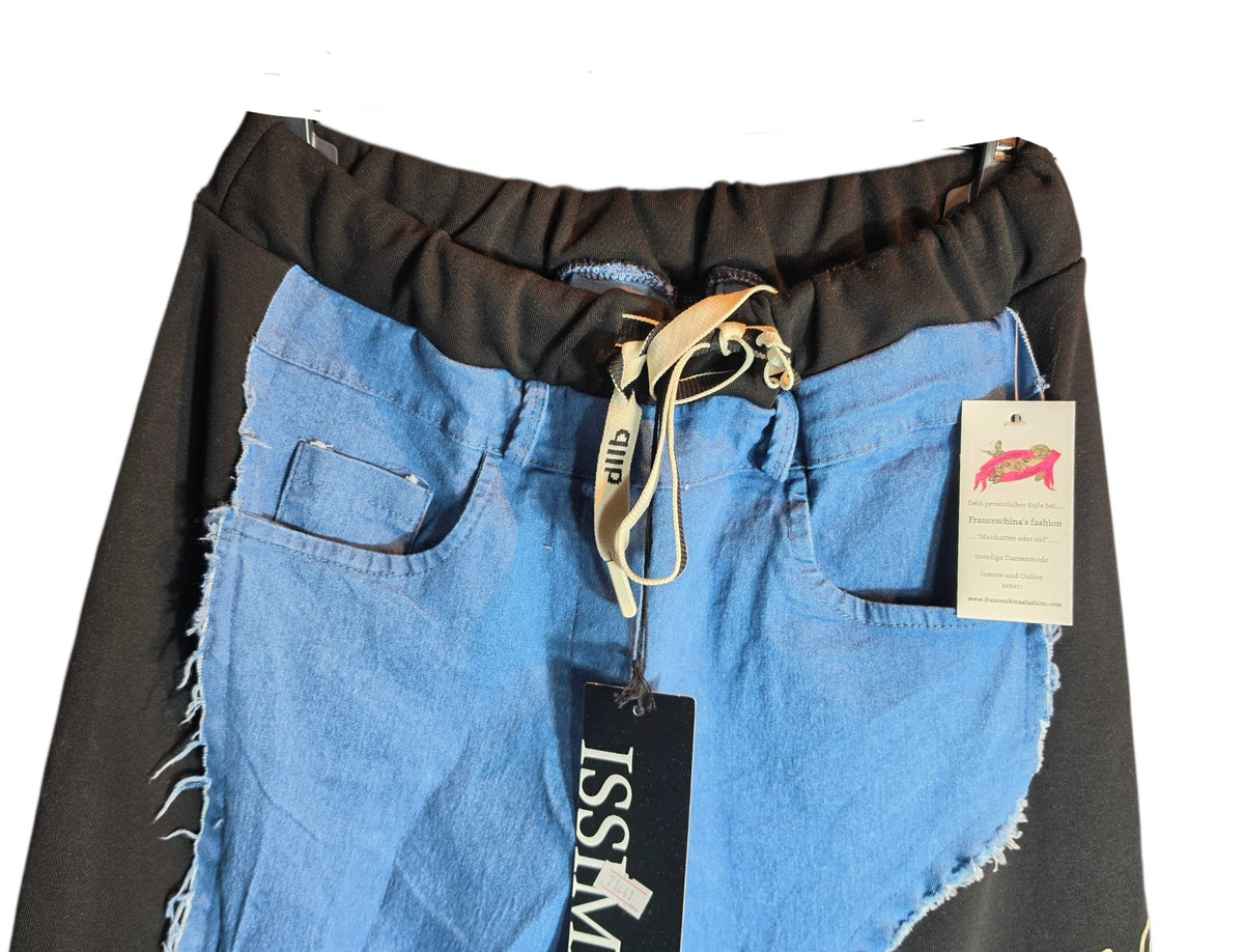 Stretchhose "Love what", blau/schwarz, Grösse 36 -40 von ISSIMA