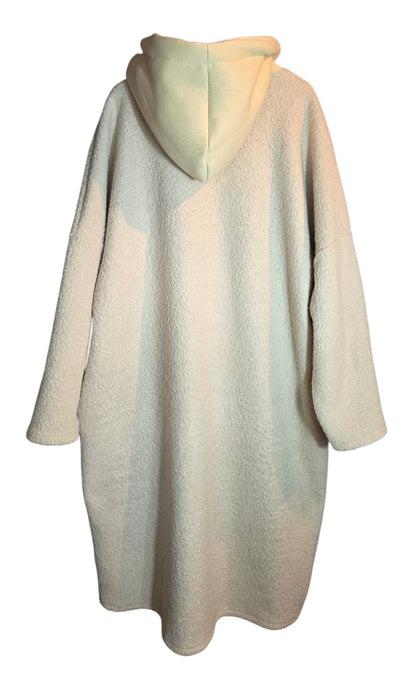 Kapuzenjacke extralang beige "The eys sees....", Grösse 40-46/48