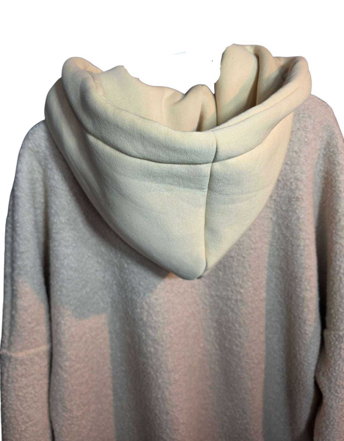 Kapuzenjacke extralang beige "The eys sees....", Grösse 40-46/48