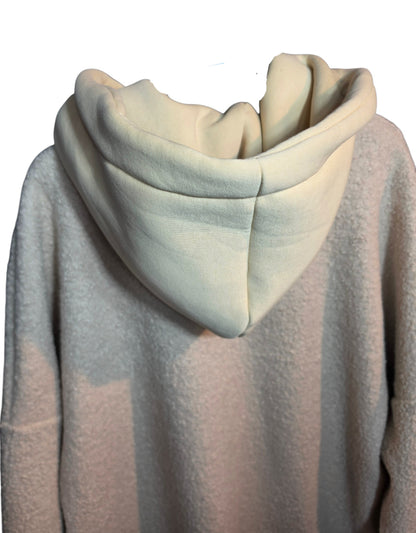 Kapuzenjacke extralang beige "The eys sees....", Grösse 40-46/48