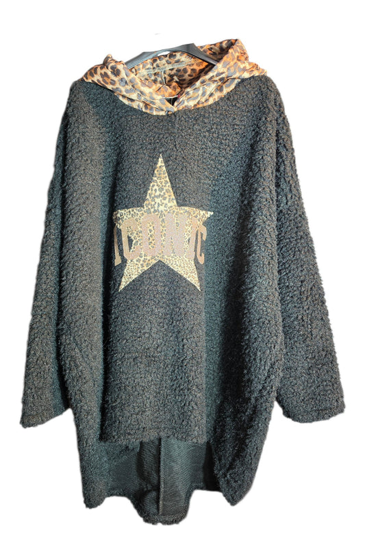 Kapuzenpullover "ICONIC" schwarz, onesize 40 bis 44 von ISSIMA