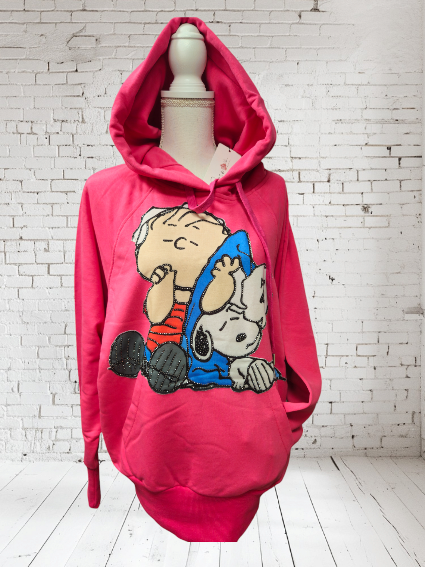 Kapuzensweatshirt "Peanuts" pink, Onesize bis Grösse 46