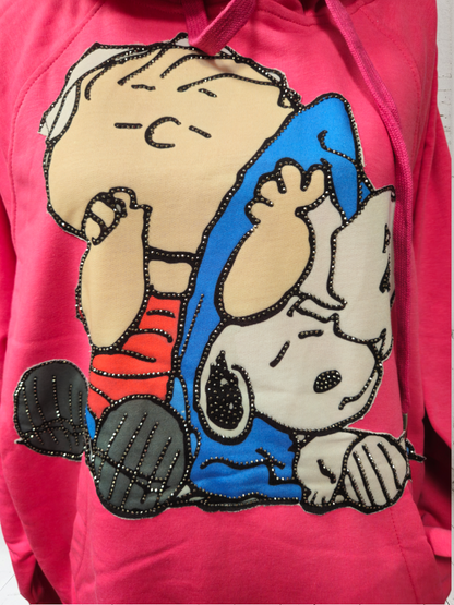 Kapuzensweatshirt "Peanuts" pink, Onesize bis Grösse 46