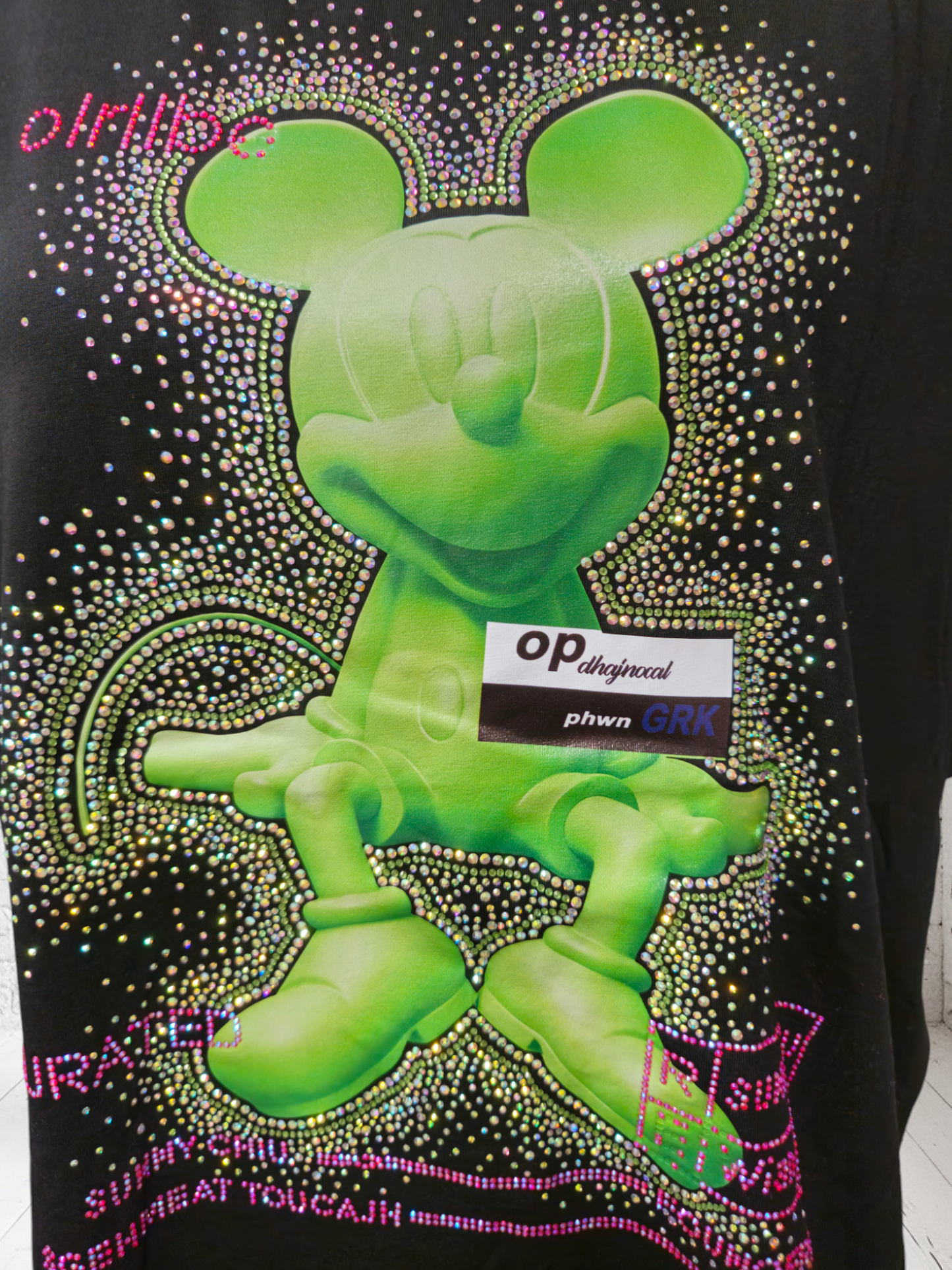 T-Shirt "Mickey" schwarz/neon-grün, Grösse 38 - 42/44