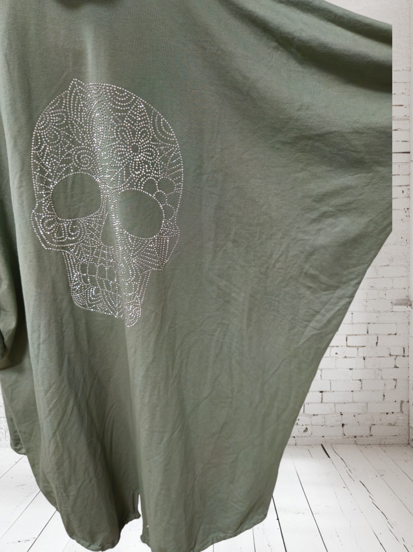 Longjacke "Skull" olivgrün, Onesize bis 44/46