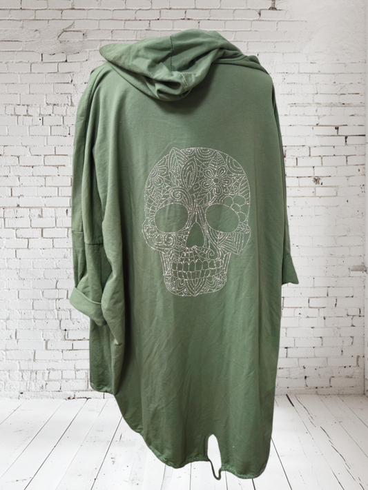 Longjacke "Skull" olivgrün, Onesize bis 44/46