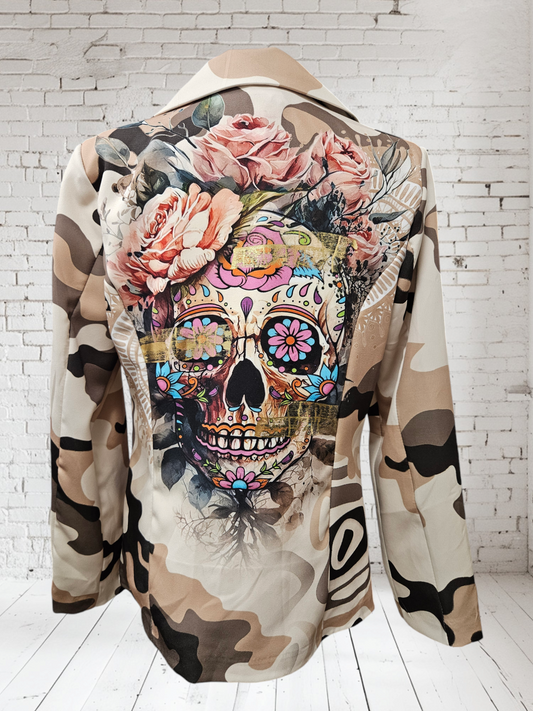 Shortblazer "Skull & Rose" , camouflage, Onesize bis 42