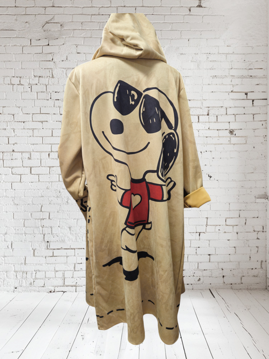 Longblazer mit Kapuze "Snoopy" beige, Onesize bis Grösse 44/46, Velours