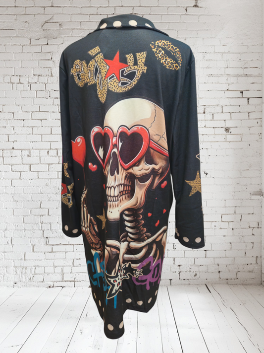 Longblazer "Skull" Velours, Onesize bis 42/44