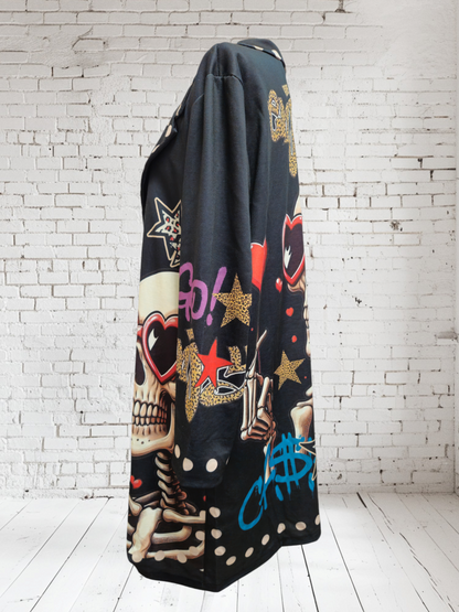 Longblazer "Skull" Velours, Onesize bis 42/44