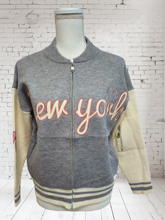 Strickjacke "New York" grau, Onesize bis 40