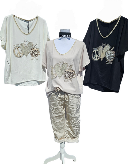 Tshirt "Coffee", Gr. onesize 38 bis 42 (knapp 44) von ISSIMA