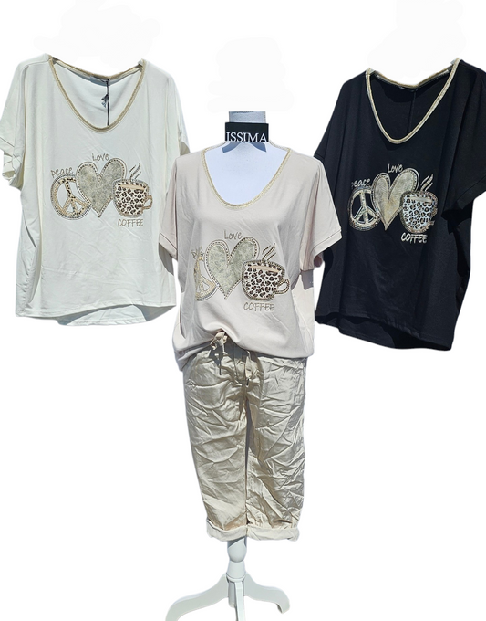 Tshirt "Coffee", Gr. onesize 38 bis 42 (knapp 44) von ISSIMA