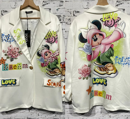Blazer "Stars-Minnie" wollweiss, Grösse onesize 40 bis 42/44 von ISSIMA