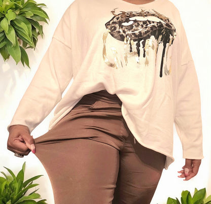 Stretchhose matt, weiss, onsize 38 bis 42/44 von ISSIMA
