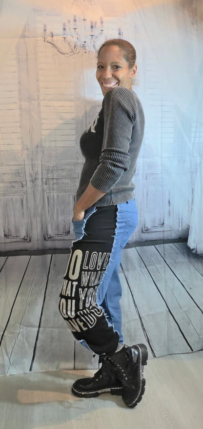 Stretchhose "Love what", blau/grau, Grösse 36 -40 von ISSIMA