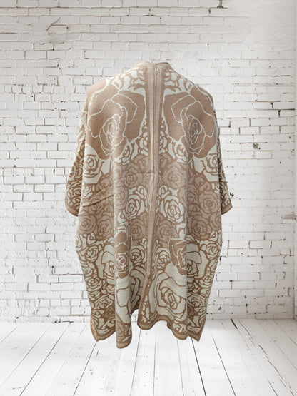 Poncho / Überwurf "Flowers" Onesize bis Grösse 46