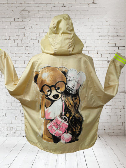 Veste mi-saison légère à capuche "Teddy" beige taille unique jusqu'au 44 