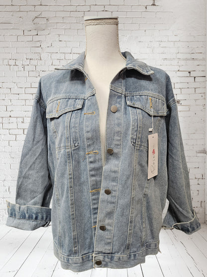 Jeans-Jacke mit Strassfransen, Grösse onesize bis 44/46 von ROSE