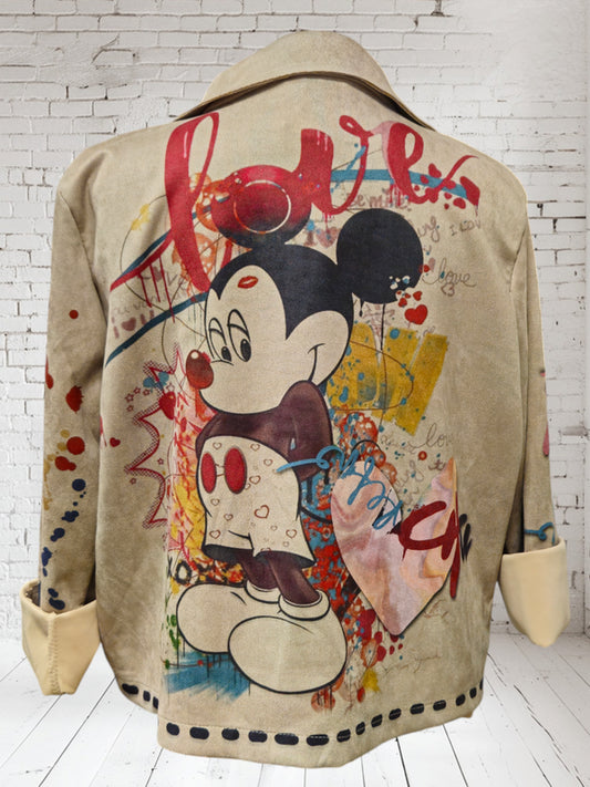 Shortblazer im Biker Style "Mickey in Love", Onesize bis 44