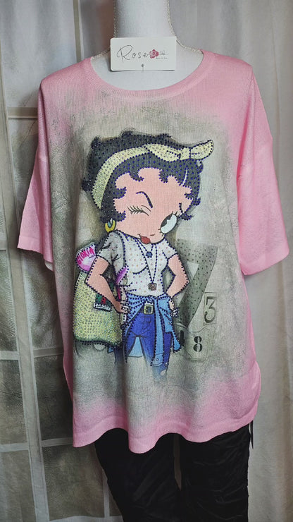 Feinstrick Tshirt rosa "Betty", Gr. onesize 38 bis 44 von ROSE