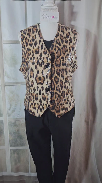 Weste/Gilet "leo" beige/braun/schwarz, Grösse XL von ROSE