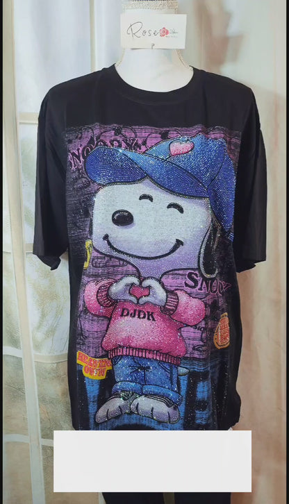 Tshirt schwarz "Snoopy", Gr. onesize 38 bis 42/44 von ROSE