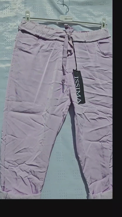 3/4 Shiny-Stretchhose, lila, Grösse onesize 38 bis 42 (knappe 44) von ISSIMA