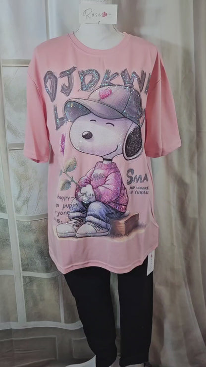 Tshirt rosa "Snoopy", Gr. onesize 38 bis 42/44 von ROSE