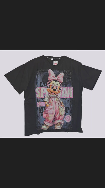 Tshirt schwarz "Minnie bling bling", Grösse onesize, 38 bis 44 von ROSE