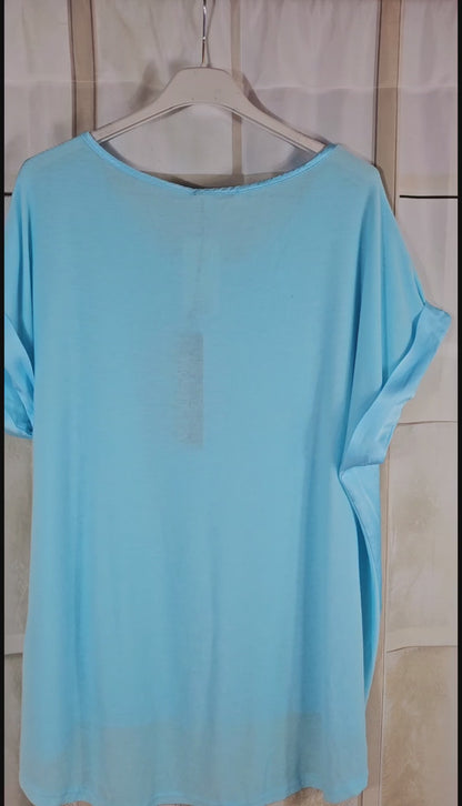 Tshirt türkis "Two Faces", Gr. onesize 38 bis 42/44 von ISSIMA