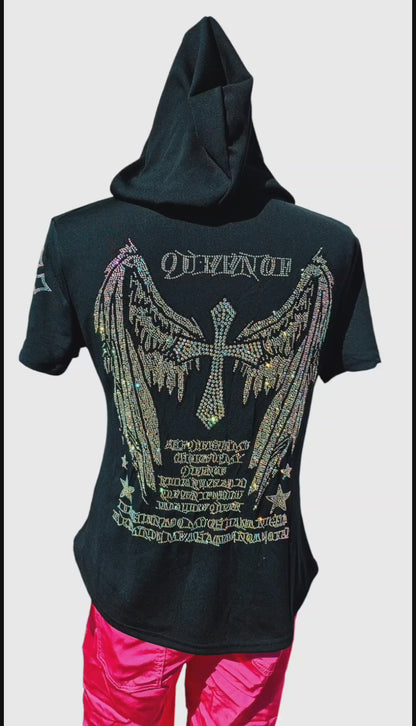 Kapuzenshirt schwarz "Hardcore", Gr. onesize bis 42 von ROSE