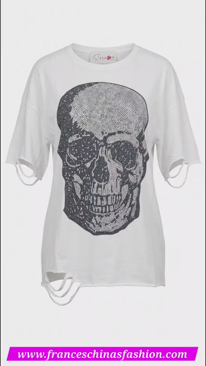 Tshirt wollweiss "Skull", Grösse S/M & L/XL von ROSE