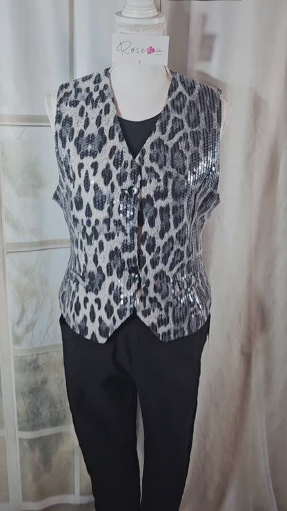 Weste/Gilet "leo" grau/schwarz, Grösse L & XL von ROSE