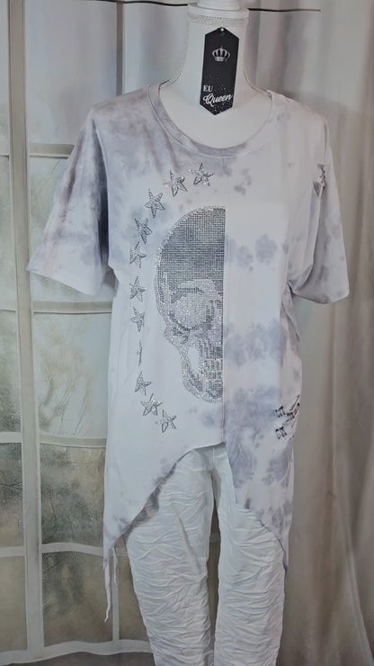 Tshirt grau/weiss "Skull", Grösse S, M, L & XL von EU-QUEEN