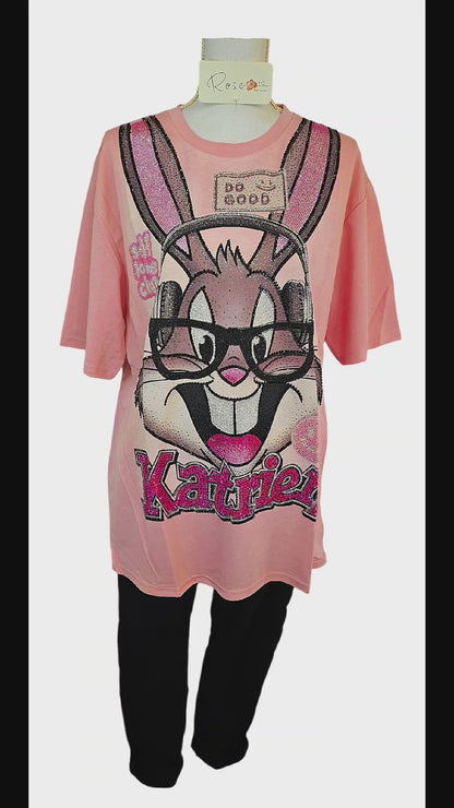 Tshirt rosa "Bux Bunny", Grösse onesize, 38 bis 44 von ROSE (REDUZIERT, kleines Loch!)