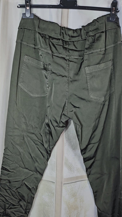Shiny-Stretchhose, olivgrün/khaki,  Onesize bis 42/44
