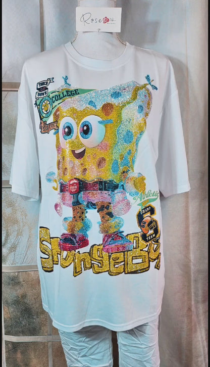 Tshirt weiss "Spongbob", Gr. onesize bis 42/44 von ROSE
