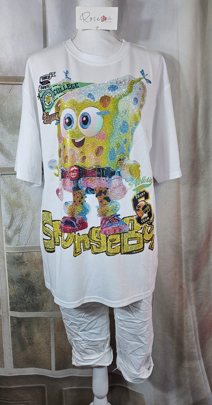Tshirt weiss "Spongbob", Gr. onesize bis 42/44 von ROSE