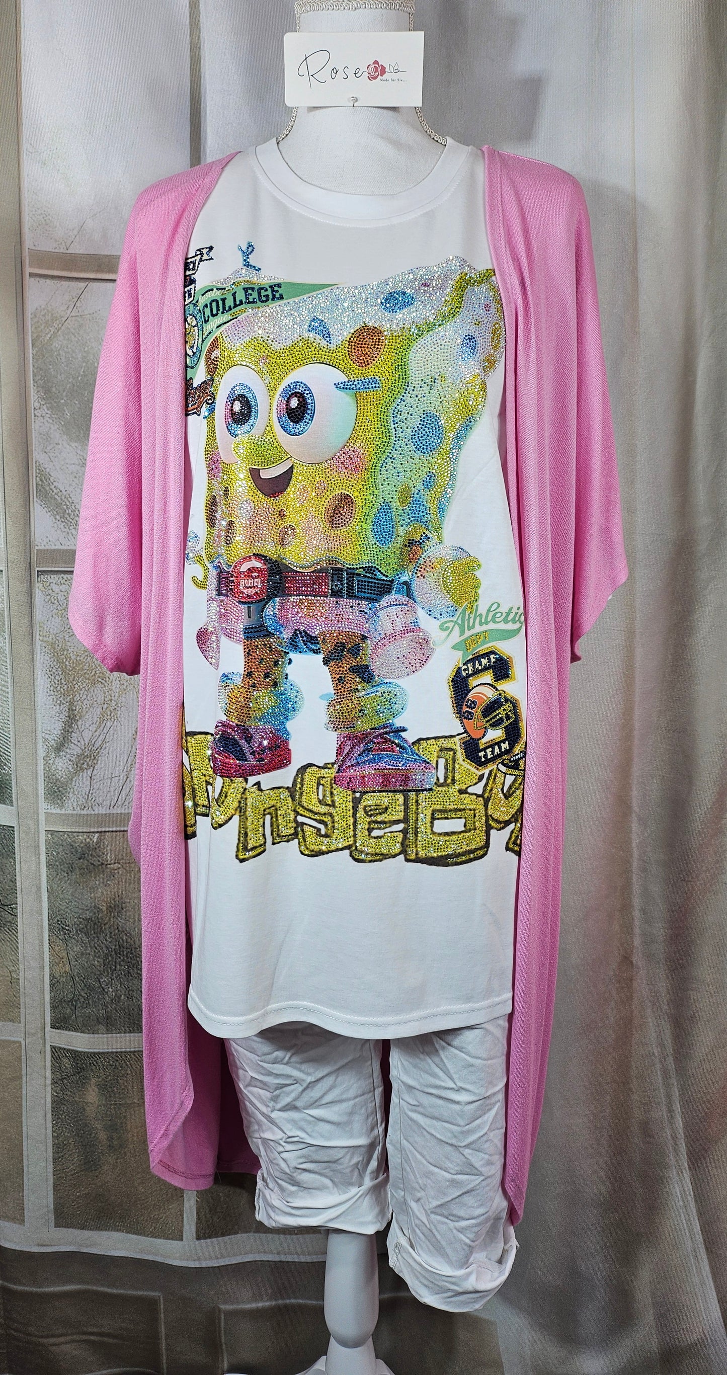 Tshirt weiss "Spongbob", Gr. onesize bis 42/44 von ROSE