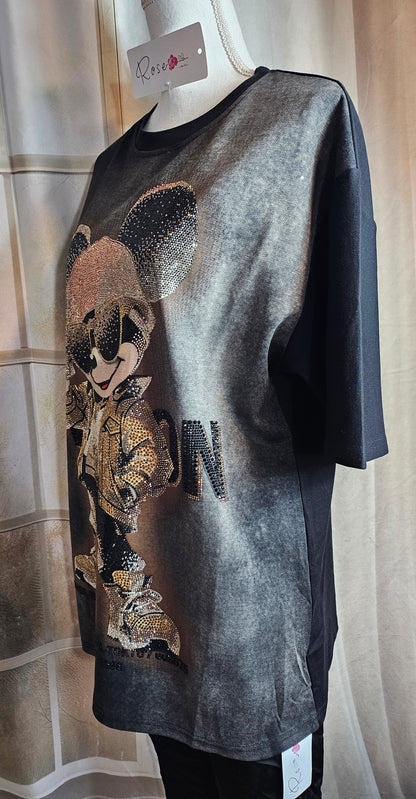 Tshirt grau/schwarz "Mickey Cap", Gr. onesize bis 44 von ROSE