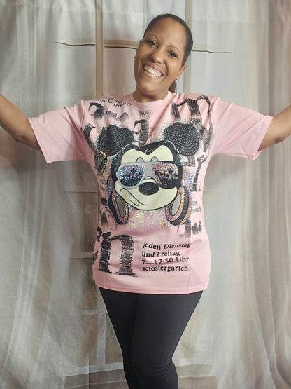 Tshirt weiss "Mickey rosa", Gr. onesize bis 44 von ROSE