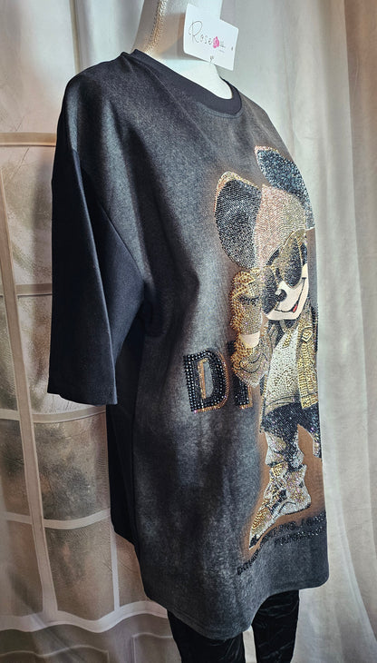 Tshirt grau/schwarz "Mickey Cap", Gr. onesize bis 44 von ROSE
